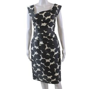 Charles Chang-Lima Womens Printed Square Neck Sleeveless Shift Dress Gray Size 6